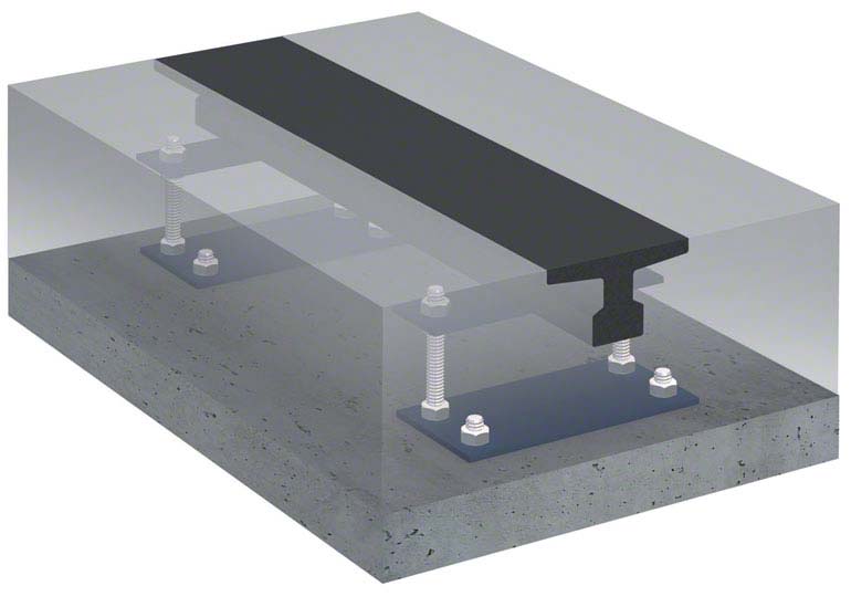 Carril de rodadura para estanterías móviles. 