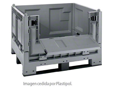 Contenedor de plástico construido con criterios de europaleta.