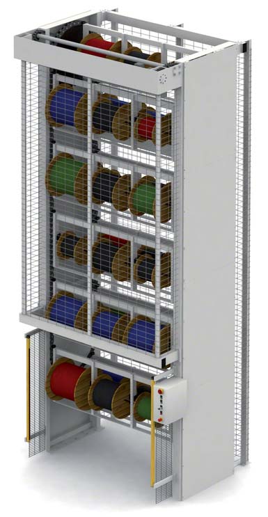 Sistema de almacenaje vertical automático para bobinas.