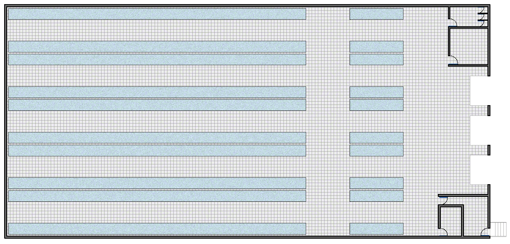 Almacén con zonas añadidas como la recepción, embalaje, consolidación y expedición.
