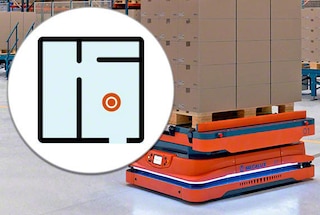 Al configurar el sistema, uno de los AMR escanea el depósito para generar un mapa virtual