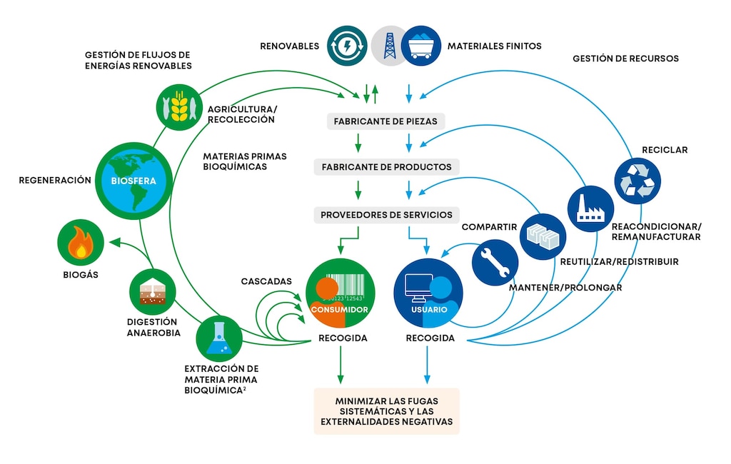 Diagrama de la economía circular en forma de mariposa de la Fundación Ellen MacArthur