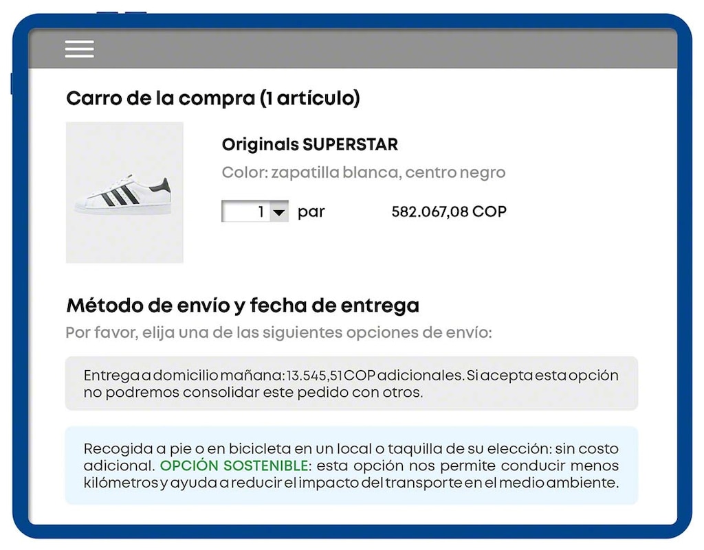 Muestra (Encuesta 2, precio alto, información sobre sostenibilidad, recargo)