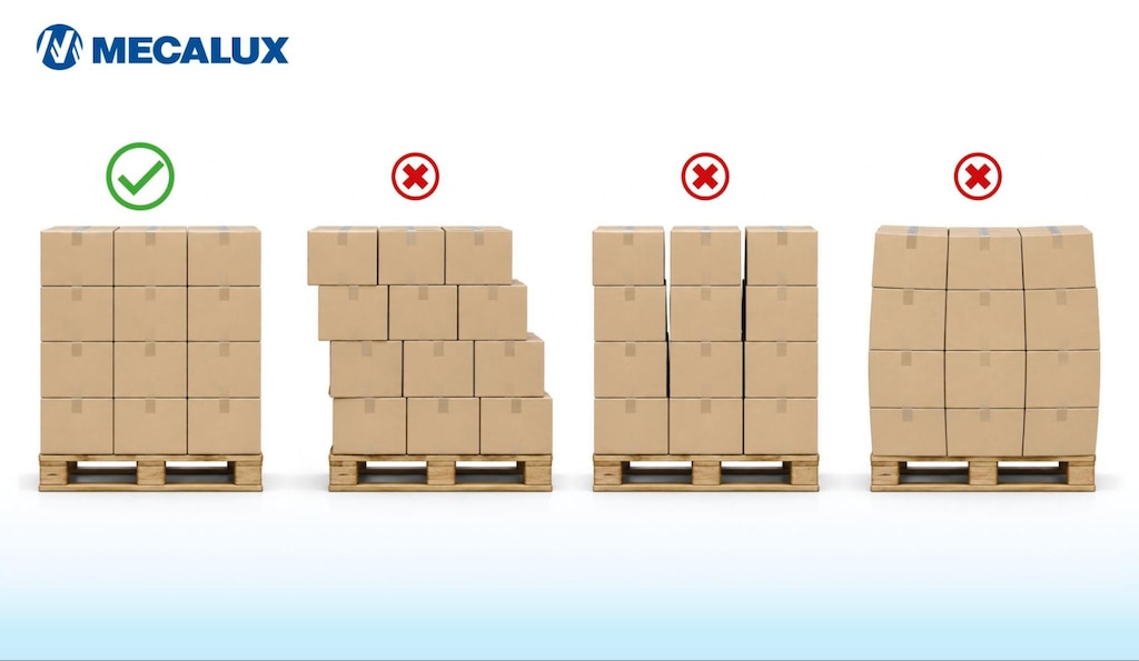 El palletizado correcto mantiene la mercadería dentro de los límites del pallet