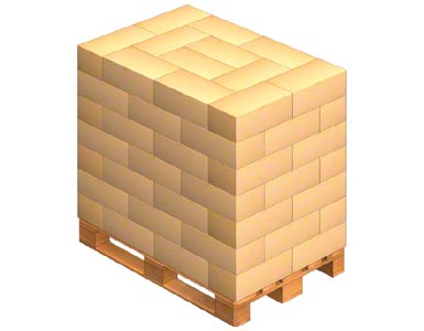 Carga de un palet con cajas entrelazadas