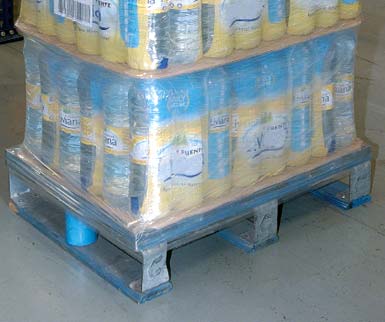 Estas paletas son típicas en la distribución de productos de gran consumo.
