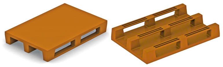 Estos pallets de plástico coinciden con el sistema constructivo de los europalets de madera. No tienen por qué dar problemas salvo si no son suficientemente resistentes.