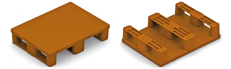Esta es la media paleta en plástico. Se han de tener en cuenta las mismas precauciones que con las de madera. Es preciso tener cuidado con la resistencia de los patines inferiores.
