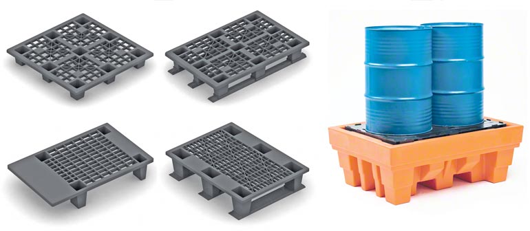 Diferentes modelos constructivos de pallet de plástico