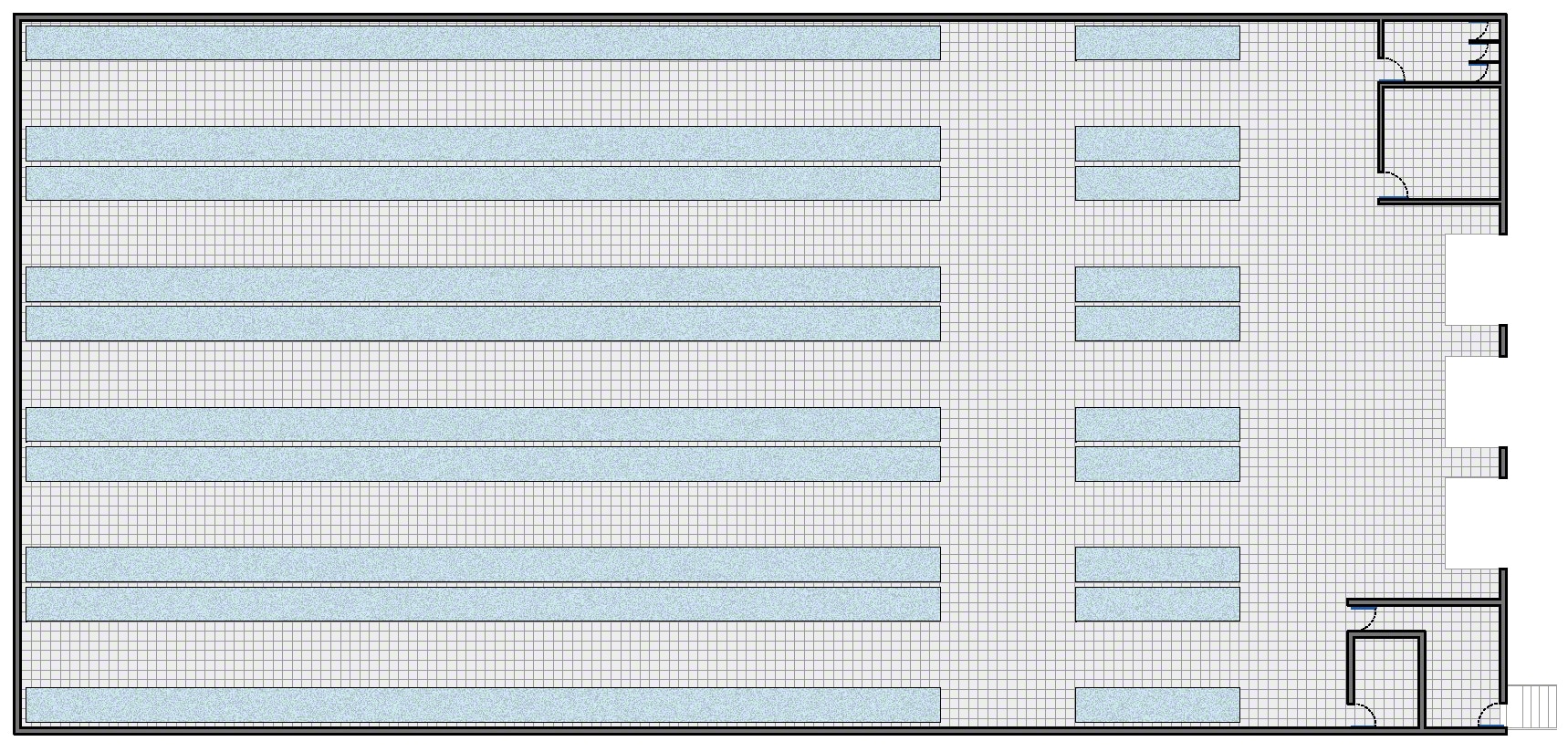 Almacén con zonas añadidas como la recepción, embalaje, consolidación y expedición.