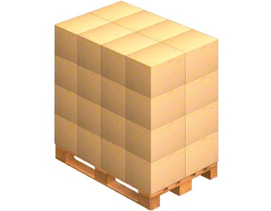 Un pallet sobre la que se colocan las cajas de embalaje que envía el proveedor. Este también puede enviar la mercadería ya paletizada (sobre un pallets).